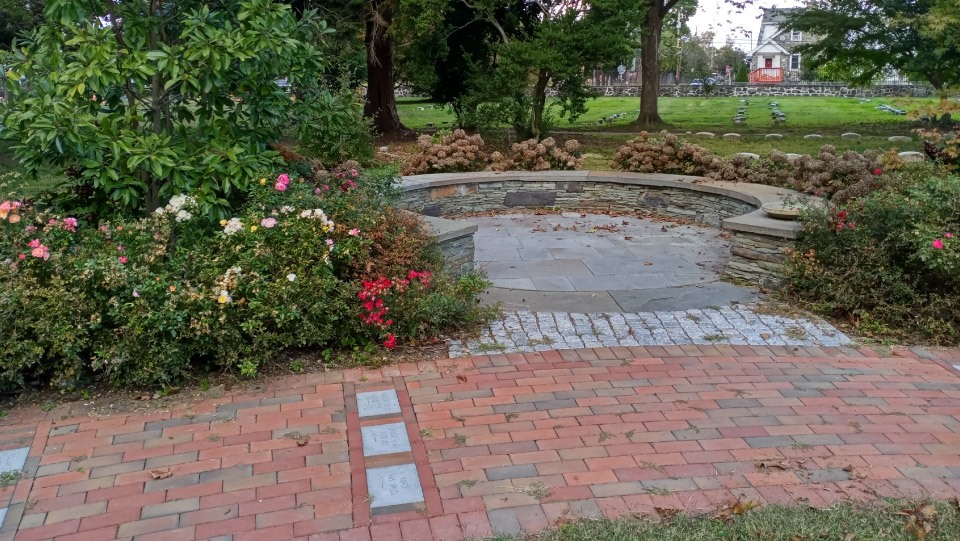bricks in memorial garden at Friends Southwestern Burial Ground